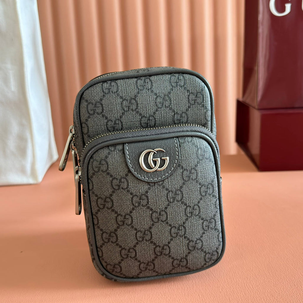 GG Ophidia Mini Messenger Dark Oliver Grey GG Monogram Fabric 272070