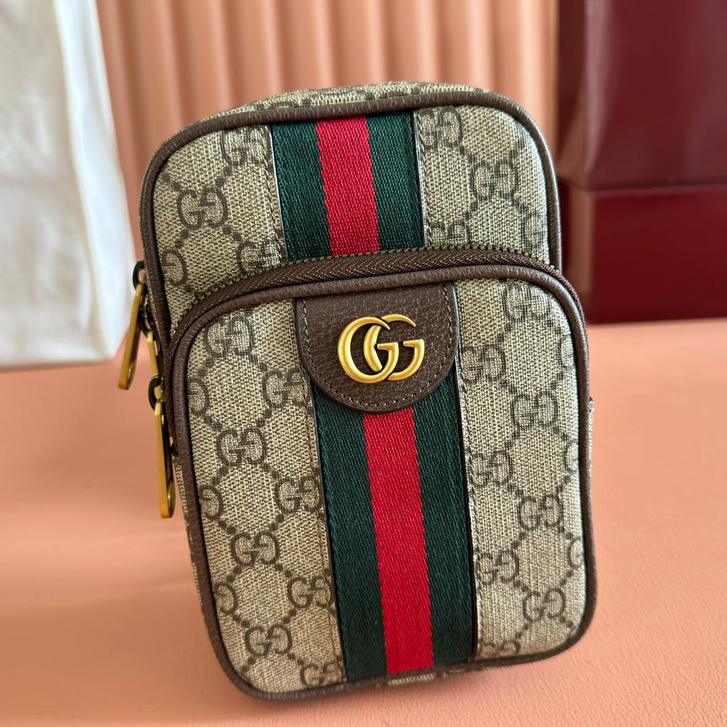 GG Ophidia Mini Messenger Beige& Dark Brown GG Monogram Fabric 272069