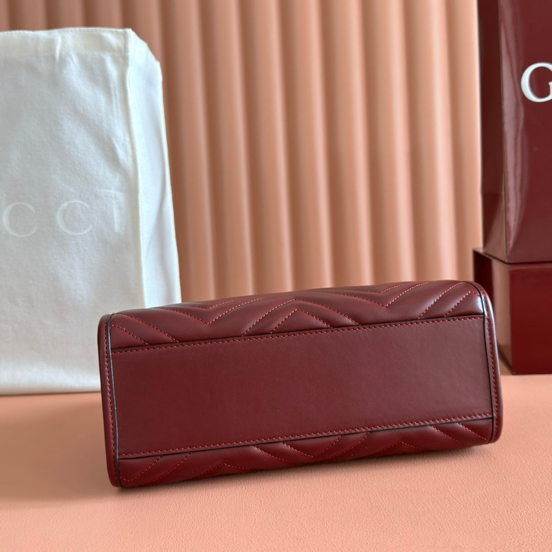GG Marmont Matelasse Tote Burgundy Leather 271806