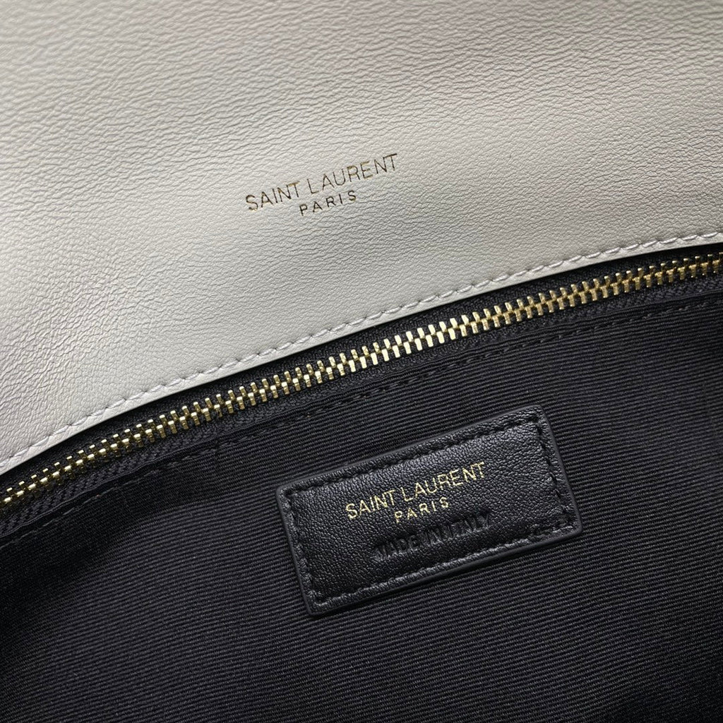 YSL Loulou Puffer Medium Bag 35cm White Glossy Leather