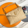 YSL Loulou Puffer Medium Bag 35cm Beige Glossy Leather
