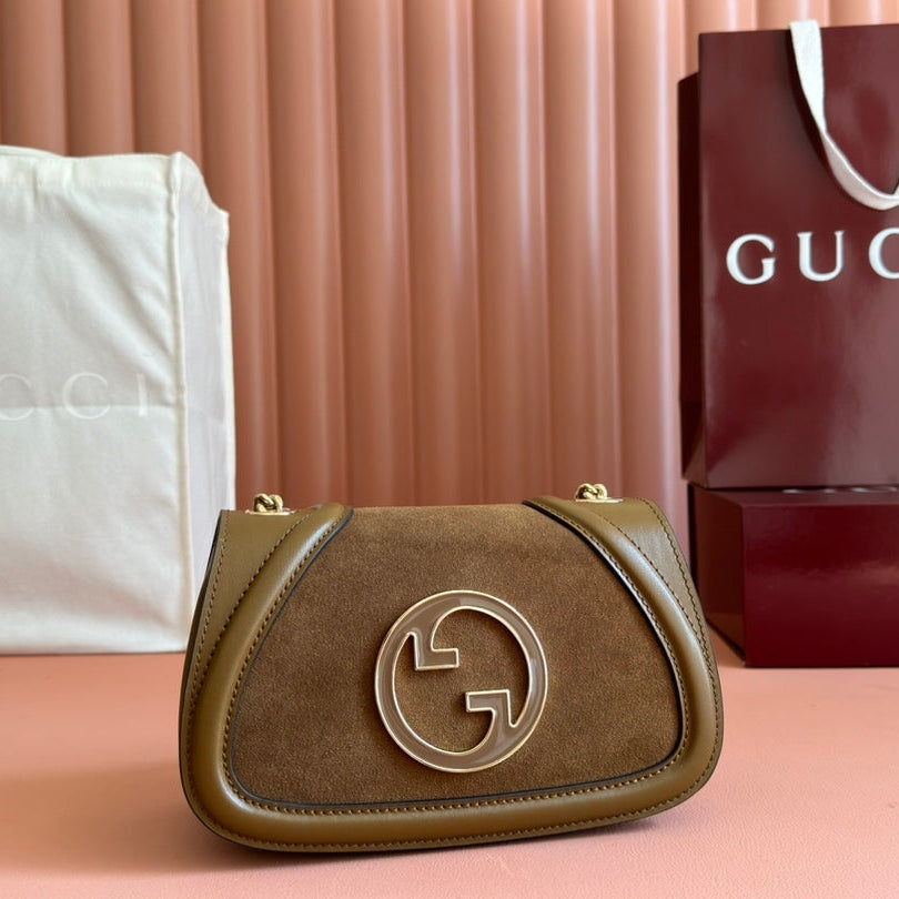 Gucci Blondie Handbag Brown Suede And Calfskin 272174