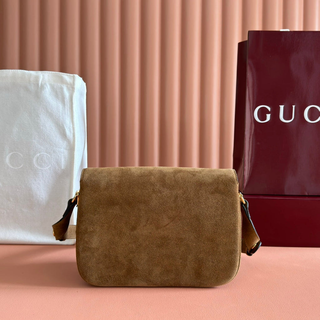 Gucci Horsebit 1955 Handbag 26 Brown Suede 271776