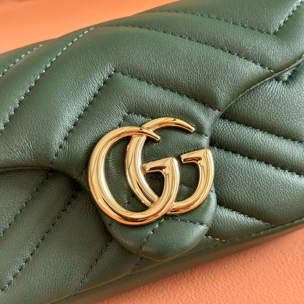 Gucci Marmont Bag 17 Dark Green Lambskin Gold Hardware 271791