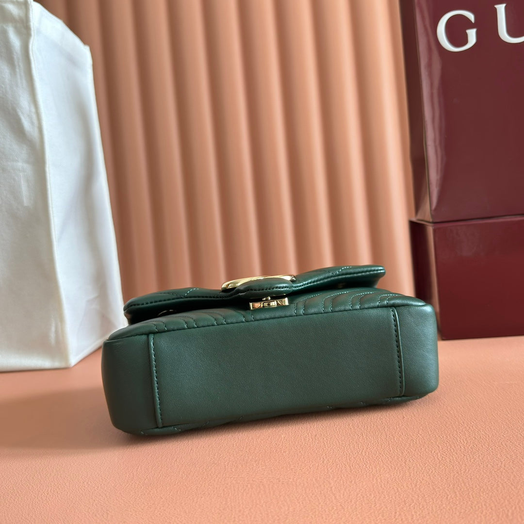Gucci Marmont Bag 22 Dark Green Lambskin Gold Hardware 271792