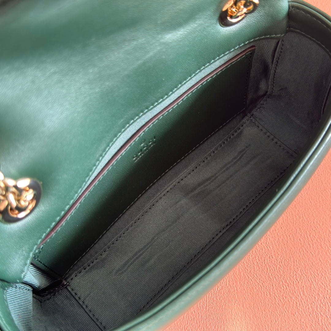 Gucci Marmont Bag 22 Dark Green Lambskin Gold Hardware 271792