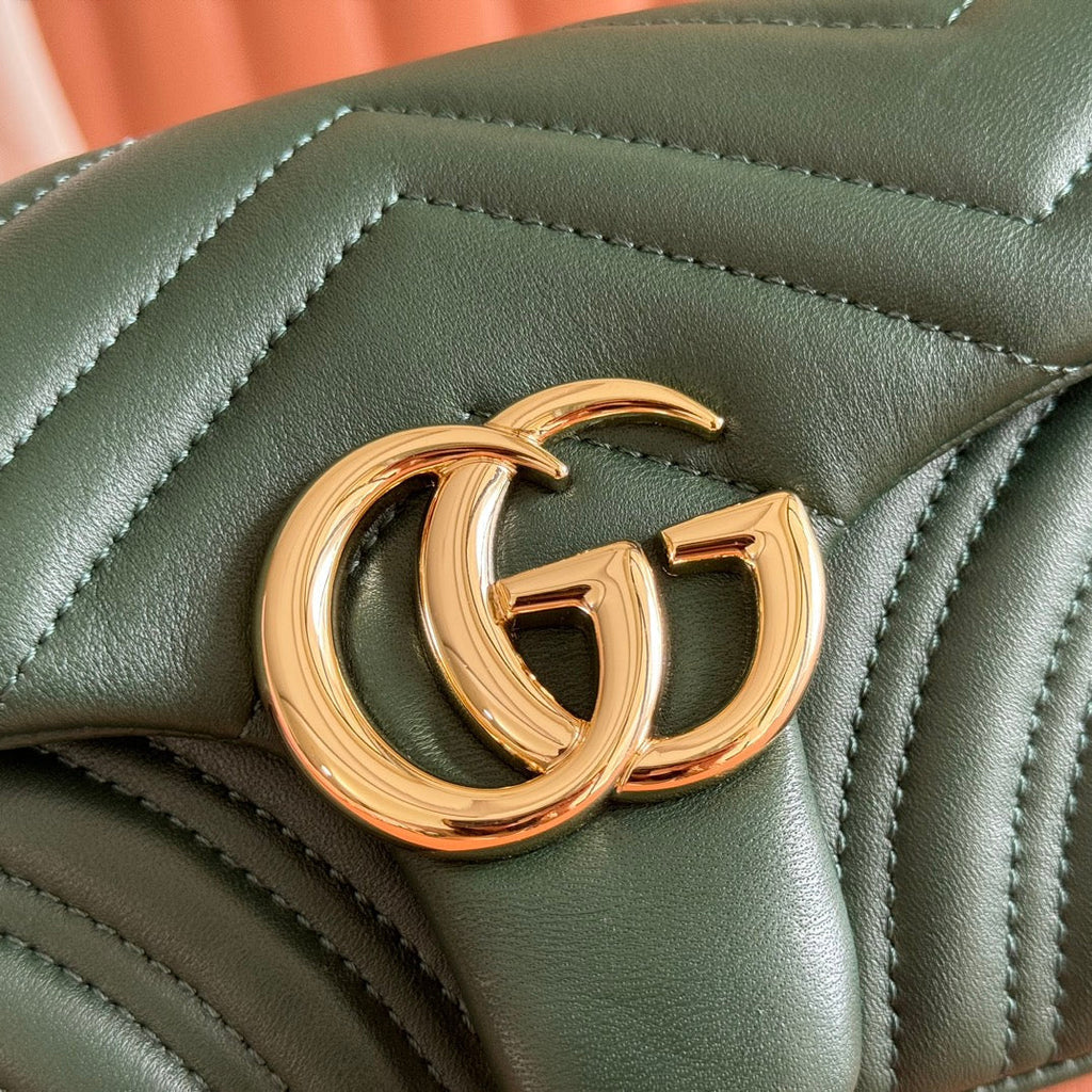 Gucci Marmont Bag 22 Dark Green Lambskin Gold Hardware 271792