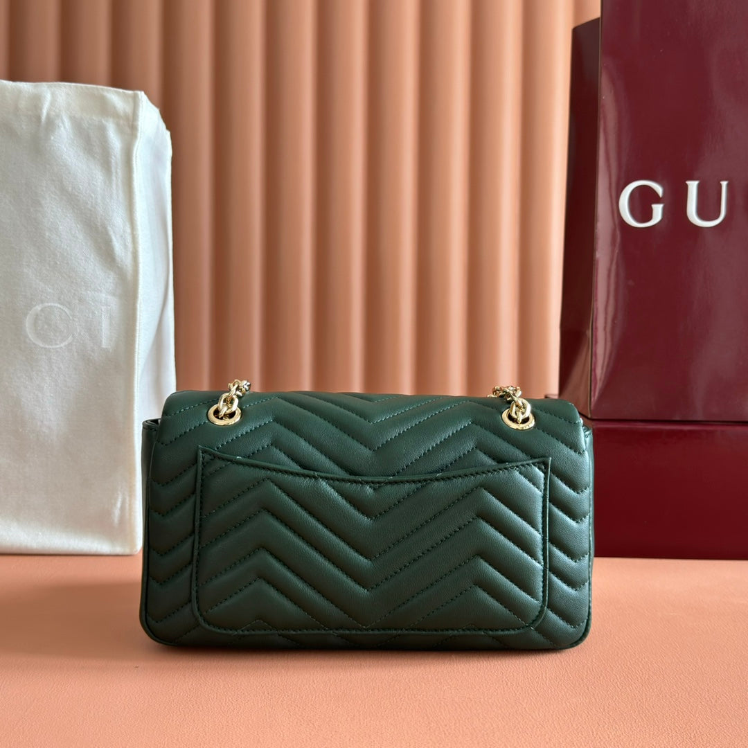 Gucci Marmont Bag 26 Dark Green Lambskin Gold Hardware 271793