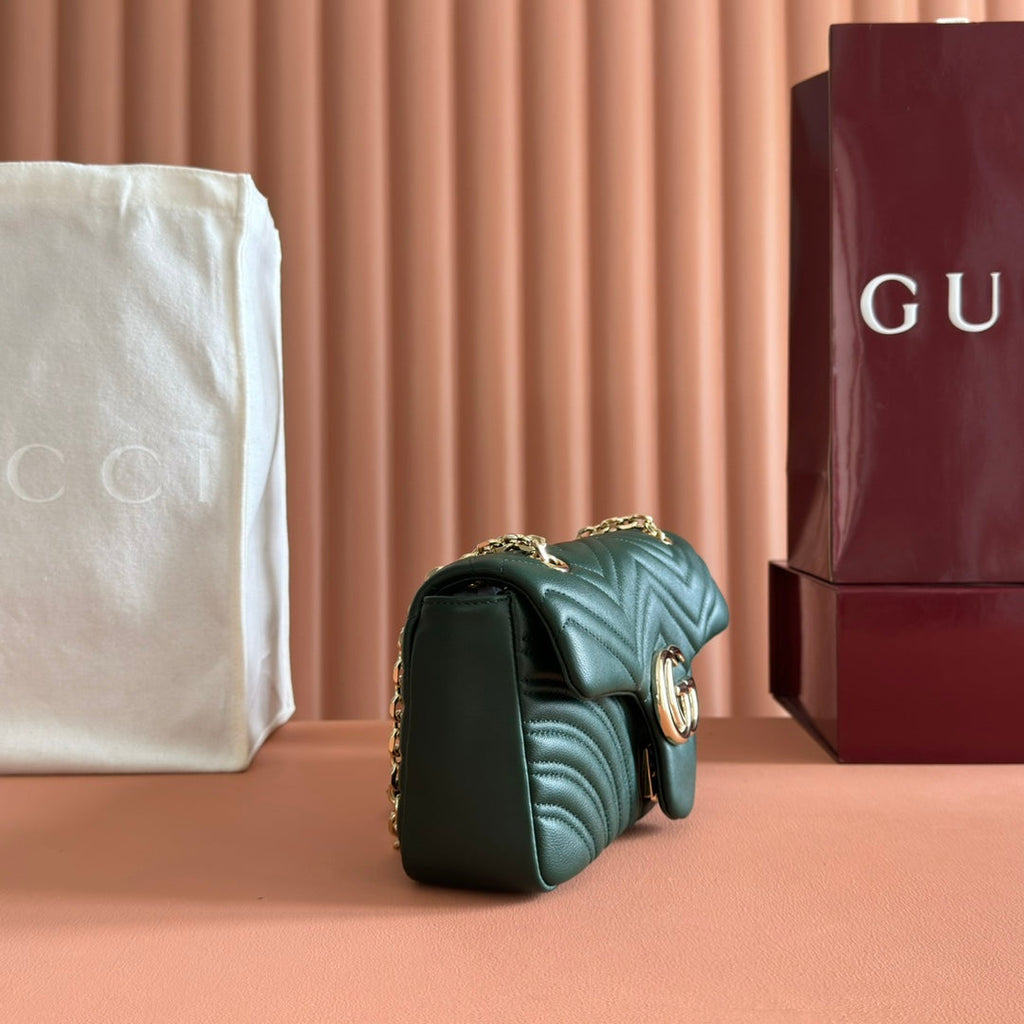 Gucci Marmont Bag 26 Dark Green Lambskin Gold Hardware 271793