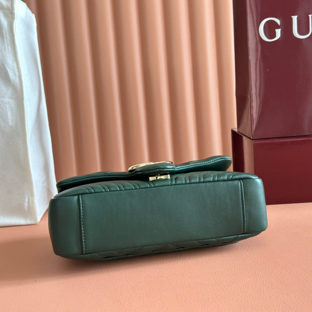Gucci Marmont Bag 26 Dark Green Lambskin Gold Hardware 271793