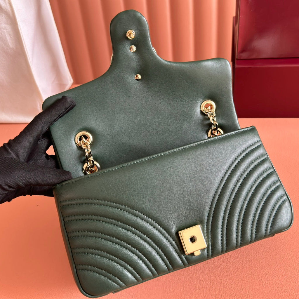 Gucci Marmont Bag 26 Dark Green Lambskin Gold Hardware 271793