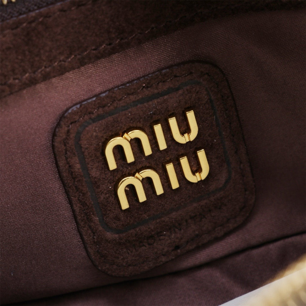 MIU SUEDE BEAU BAG 22 IN COCOA BROWN