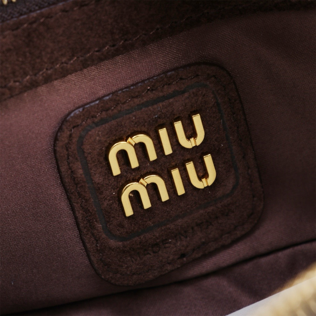 MIU SUEDE BEAU BAG 22 IN COCOA BROWN