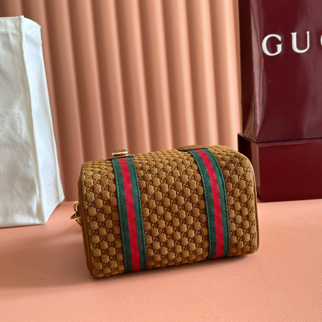Gucci monogram handbag 20 dark brown suede 271907