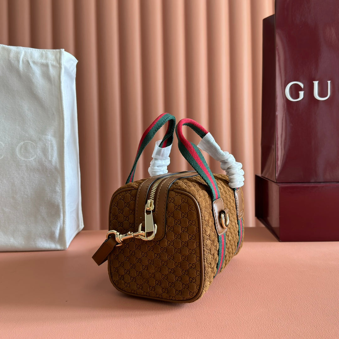 Gucci monogram handbag 20 dark brown suede 271907