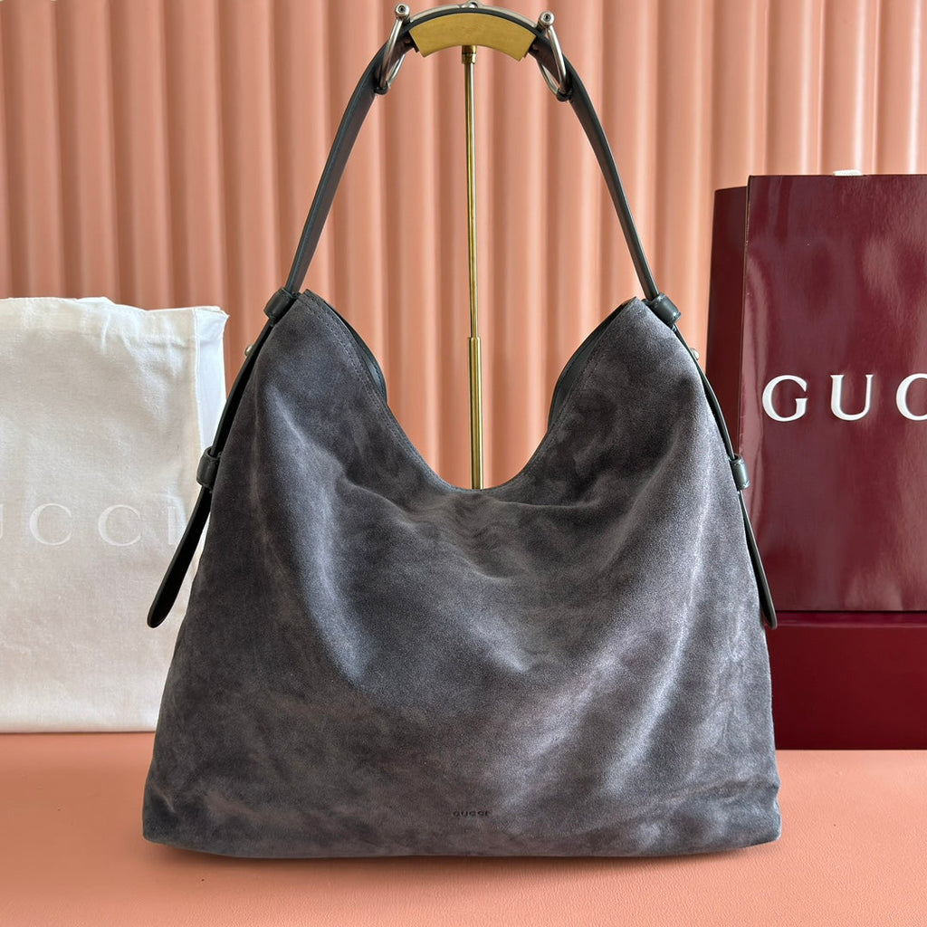 Gucci Beatrix Handbag 40 Dark Gray Suede 271934