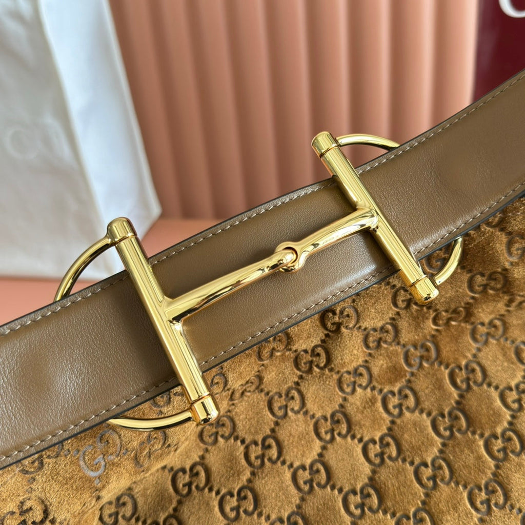Gucci Beatrix Handbag 40 Caramel Brown Suede 271962