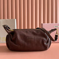 Miu 25ss Large Shoulderbag 40 Brown Embossed Lambskin