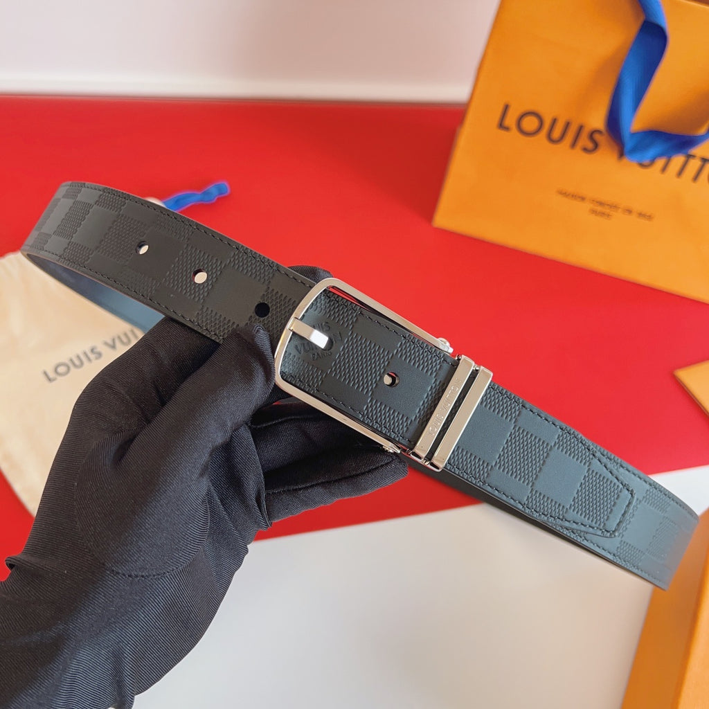 Louis Vuitton Reversible 35mm Belt in Damier Graphite Canvas