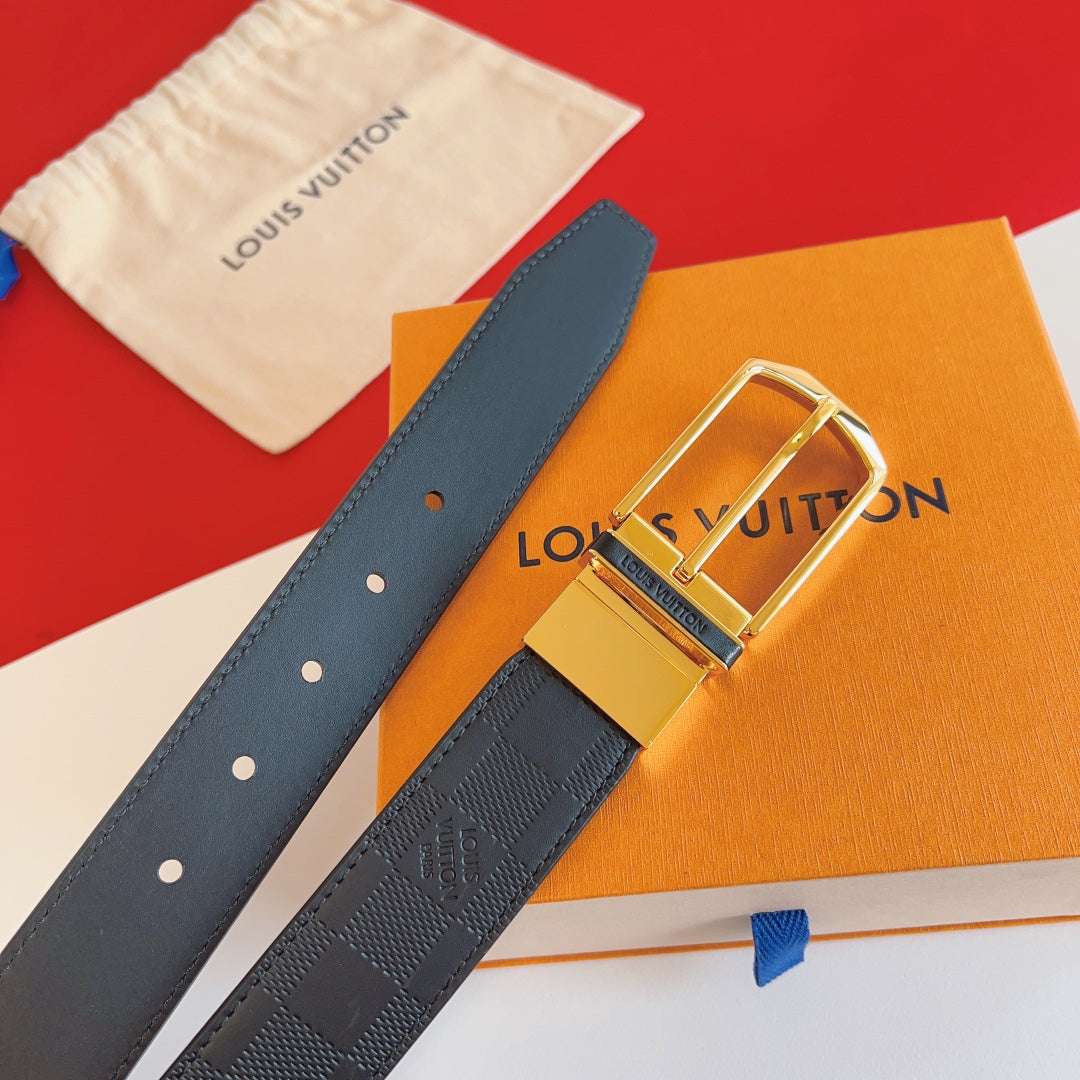 Louis Vuitton Reversible 35mm Belt in Damier Graphite Canvas