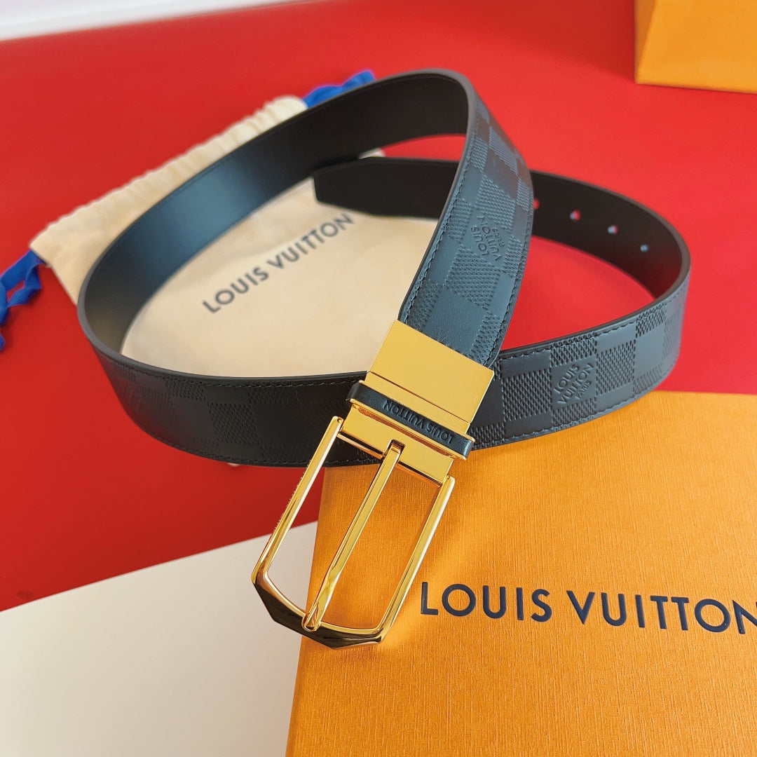 Louis Vuitton Reversible 35mm Belt in Damier Graphite Canvas