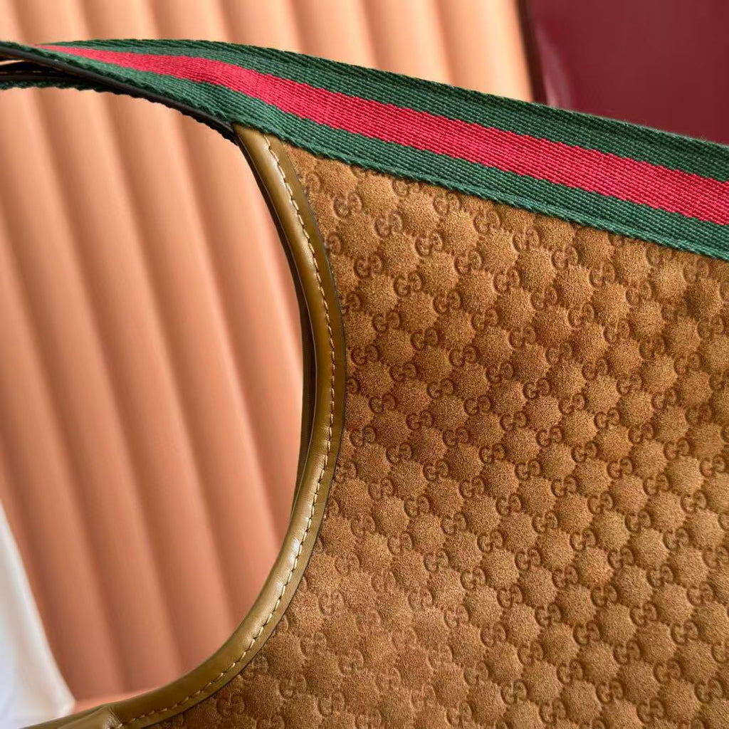 Gucci Giglio Large Tote Bag Dark Brown Suede