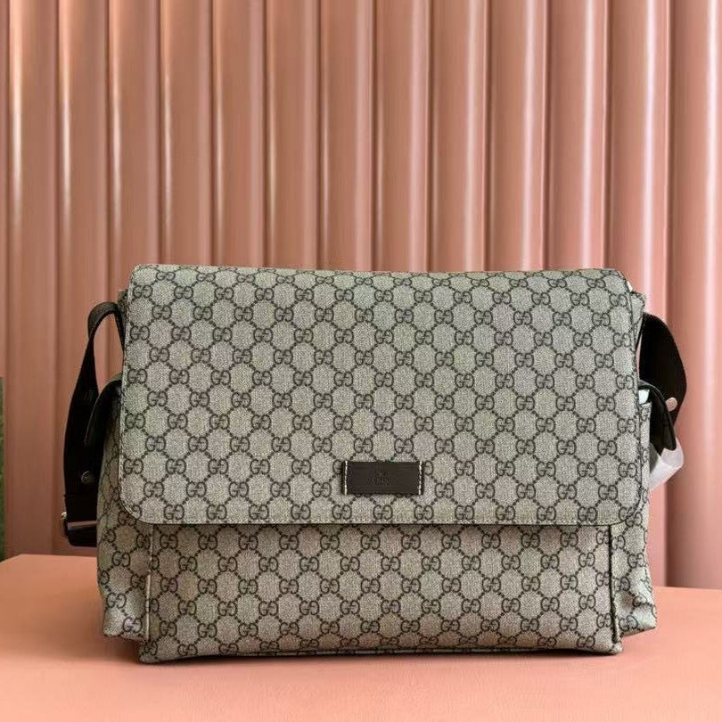 GG Supreme Large Changing Bag 44cm Beige Brown Canvas Leather Trim