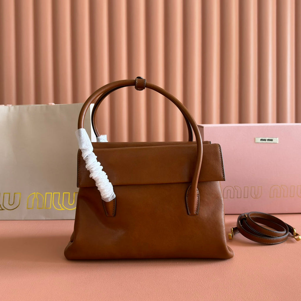Miu Solitaire Bag 28 Brown Calfskin