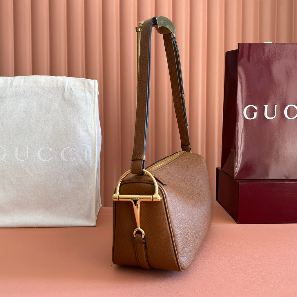 Gucci Half Horsebit Mini Bag 31.5 Brown Grain Cowhide 273167