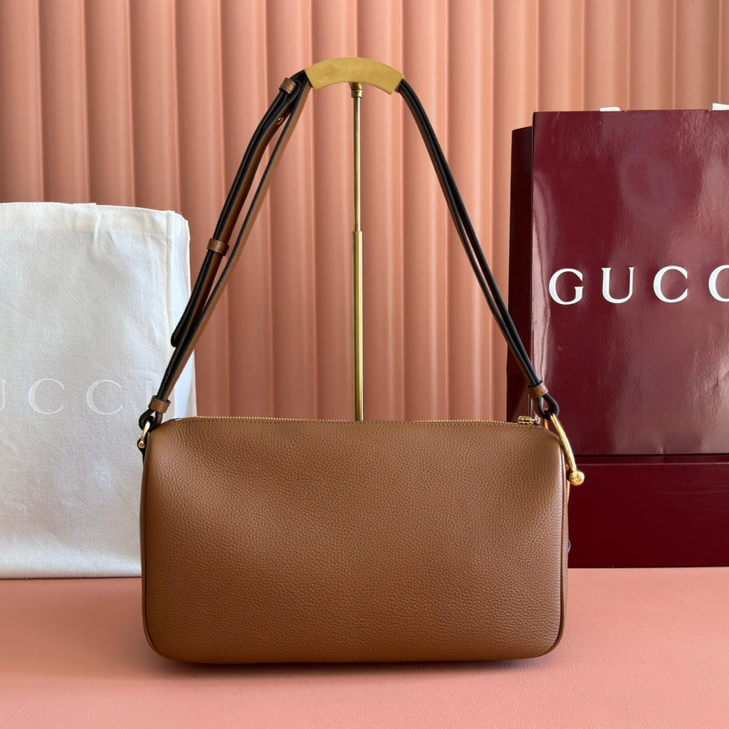 Gucci Half Horsebit Mini Bag 31.5 Brown Grain Cowhide 273167