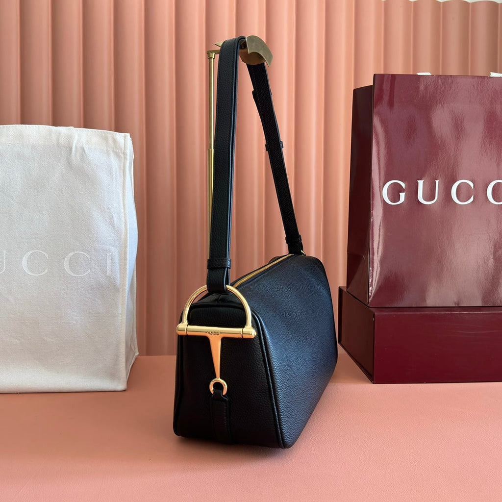 Gucci Half Horsebit Mini Bag 31.5 Black Grain Cowhide 273165