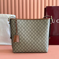 GG Emblem Medium Shoulder Bag 30.5 Beige & Dark Brown Fabric
