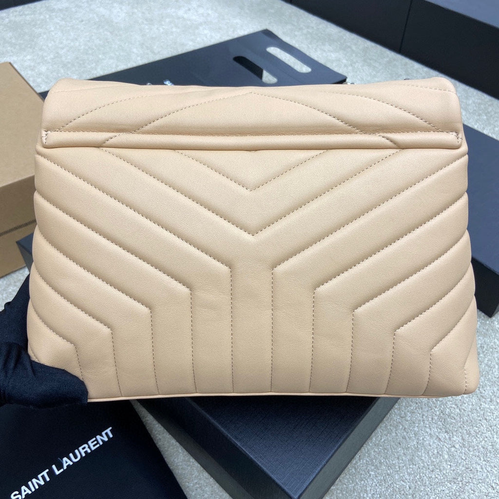LOULOU MEDIUM 32 CREAM QUILTED LEATHER SILVER HARDWARE