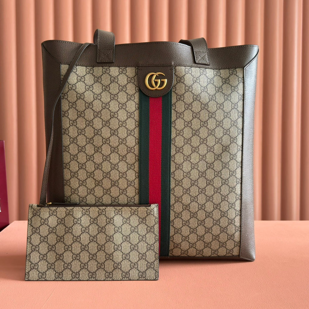 Gucci Ophidia GG Supreme Tote Bag 41cm Brown Beige Canvas 273714