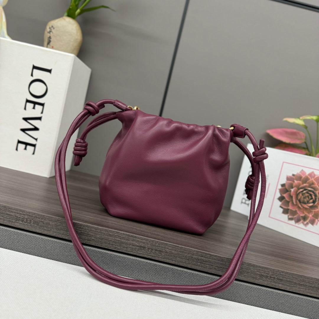 Loewe Flamenco Purse 23 Burgundy Lambskin Ghw