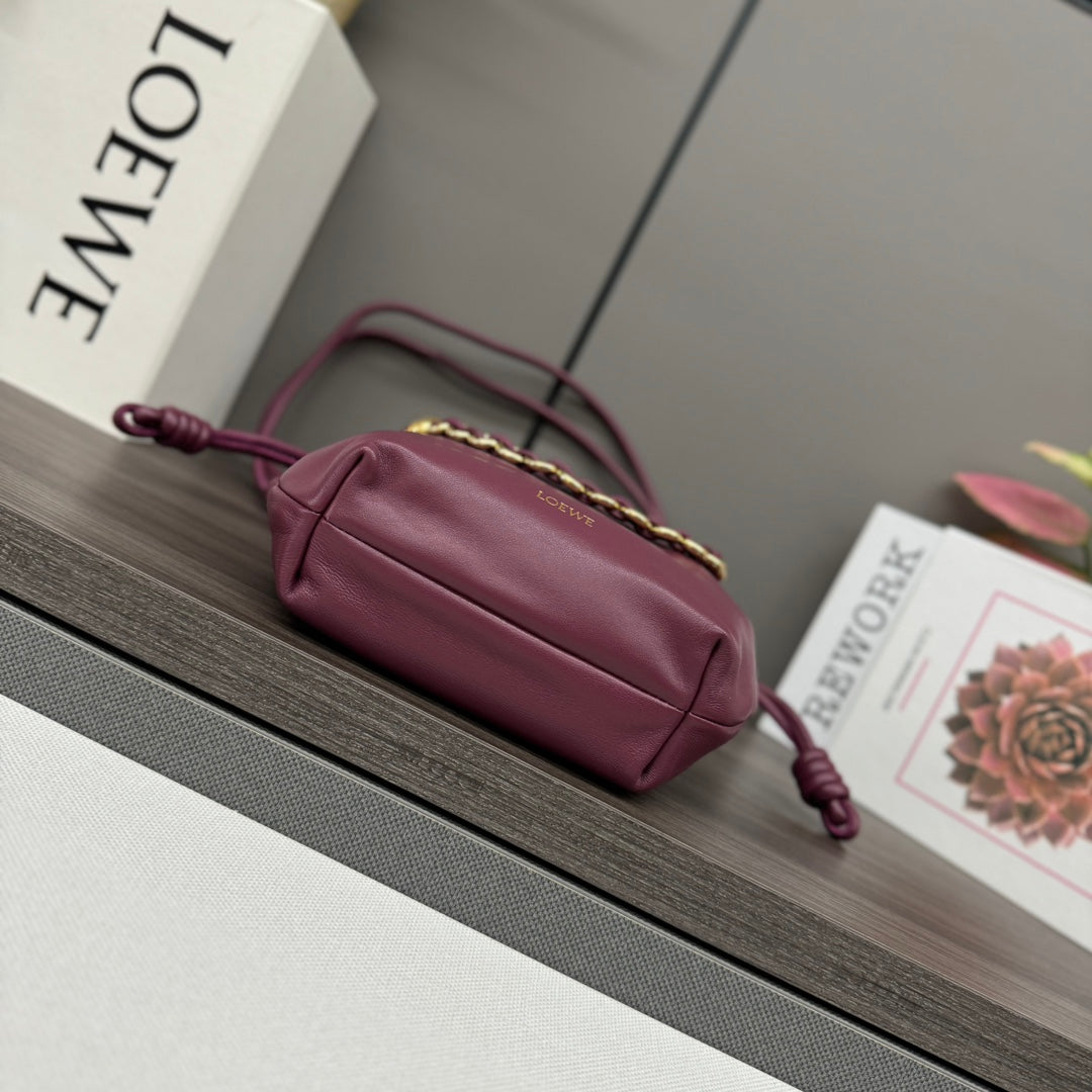 Loewe Flamenco Purse 23 Burgundy Lambskin Ghw