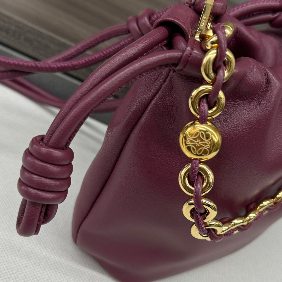 Loewe Flamenco Purse 23 Burgundy Lambskin Ghw