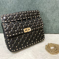 garavani rockstud spike medium 24cm black lambskin gold hardware