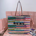 Miumiu Multicolored Crochet Tote Bag 40cm