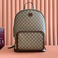 Gucci Interlocking G Backpack in Brown Beige GG Supreme Canvas Leather 273684