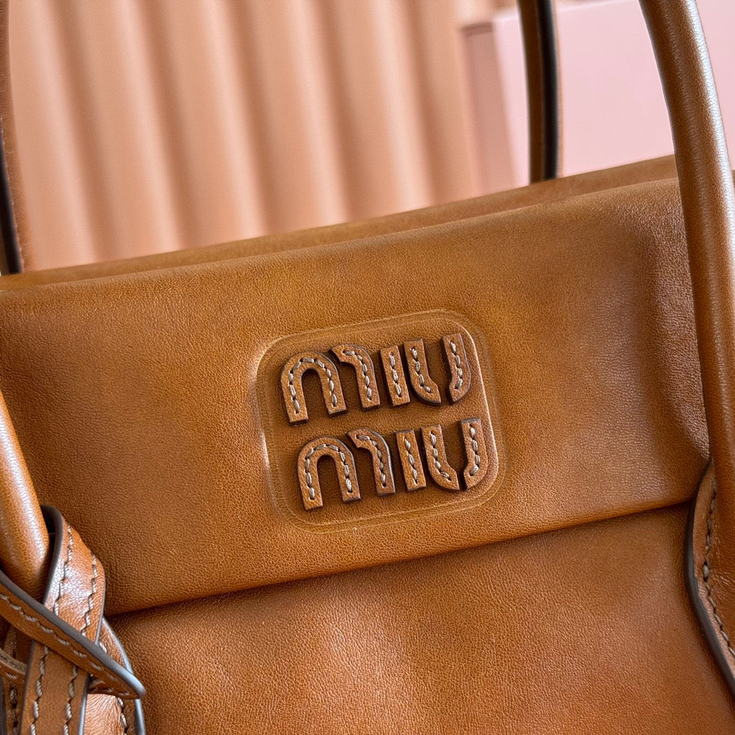 Miu Solitaire Bag 25 Brown Calfskin