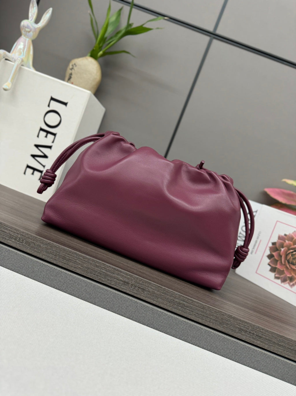 Loewe Flamenco Purse 30 Burgundy Lambskin Ghw