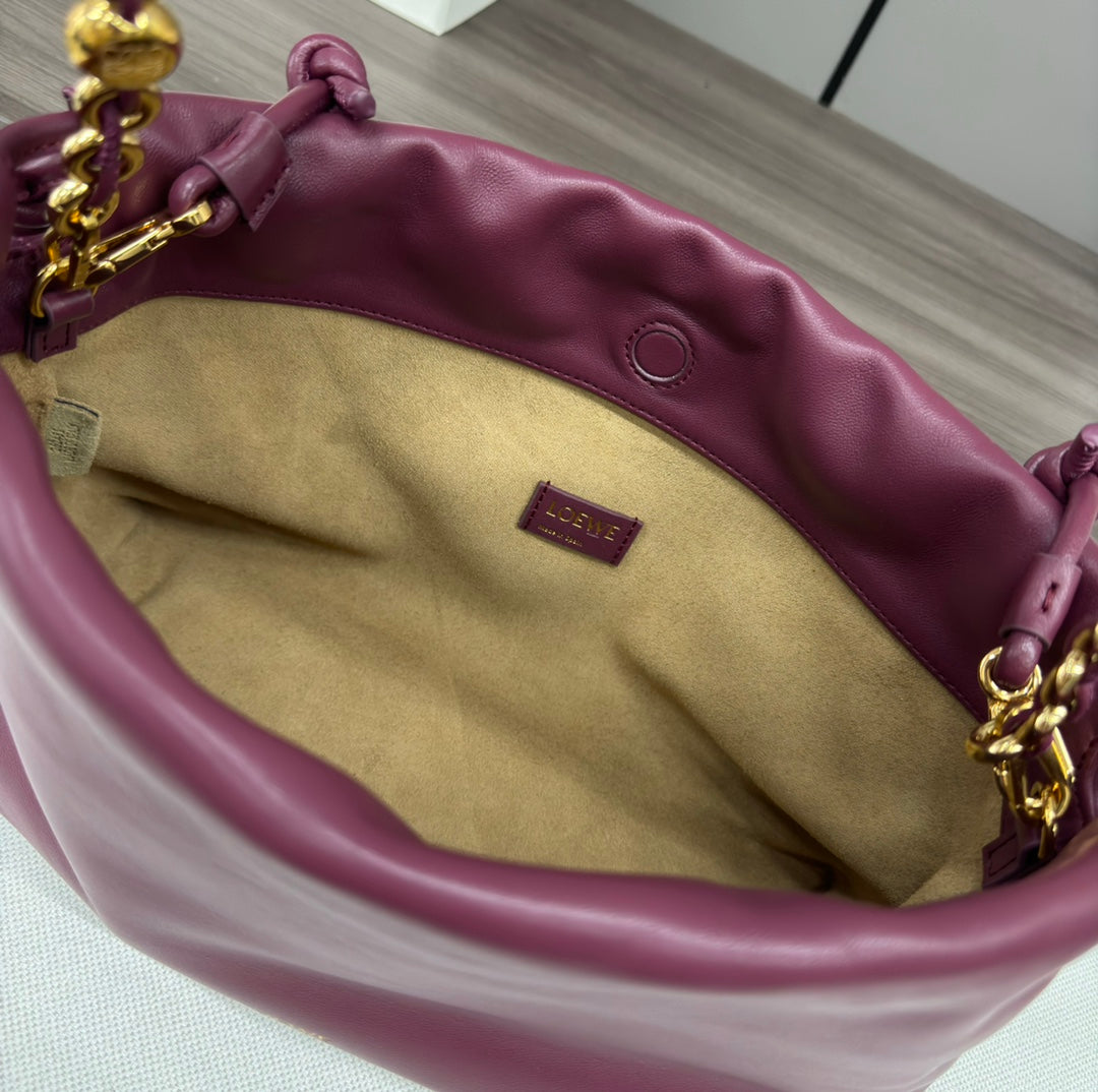 Loewe Flamenco Purse 30 Burgundy Lambskin Ghw