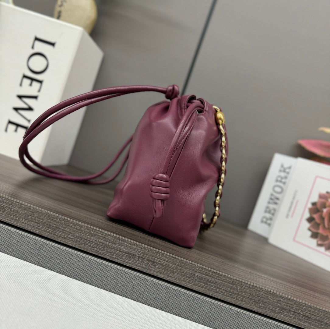 Loewe Flamenco Purse 30 Burgundy Lambskin Ghw