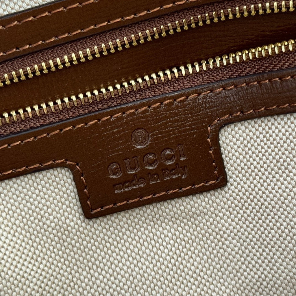 Gucci Large Interlocking G Shoulder Bag 25cm Chocolate Beige GG Supreme Canvas Leather 273677