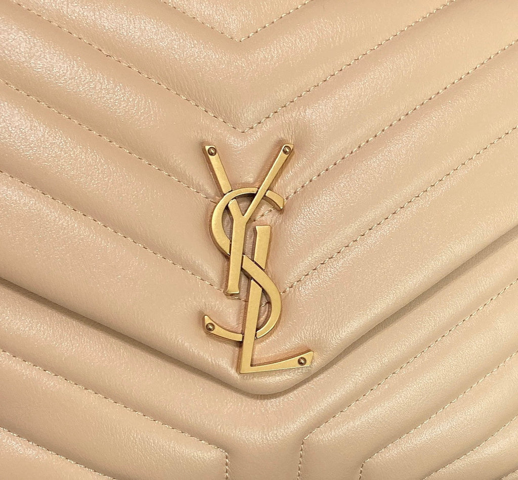 LOULOU MEDIUM 32 BEIGE QUILTED LEATHER GOLD HARDWARE