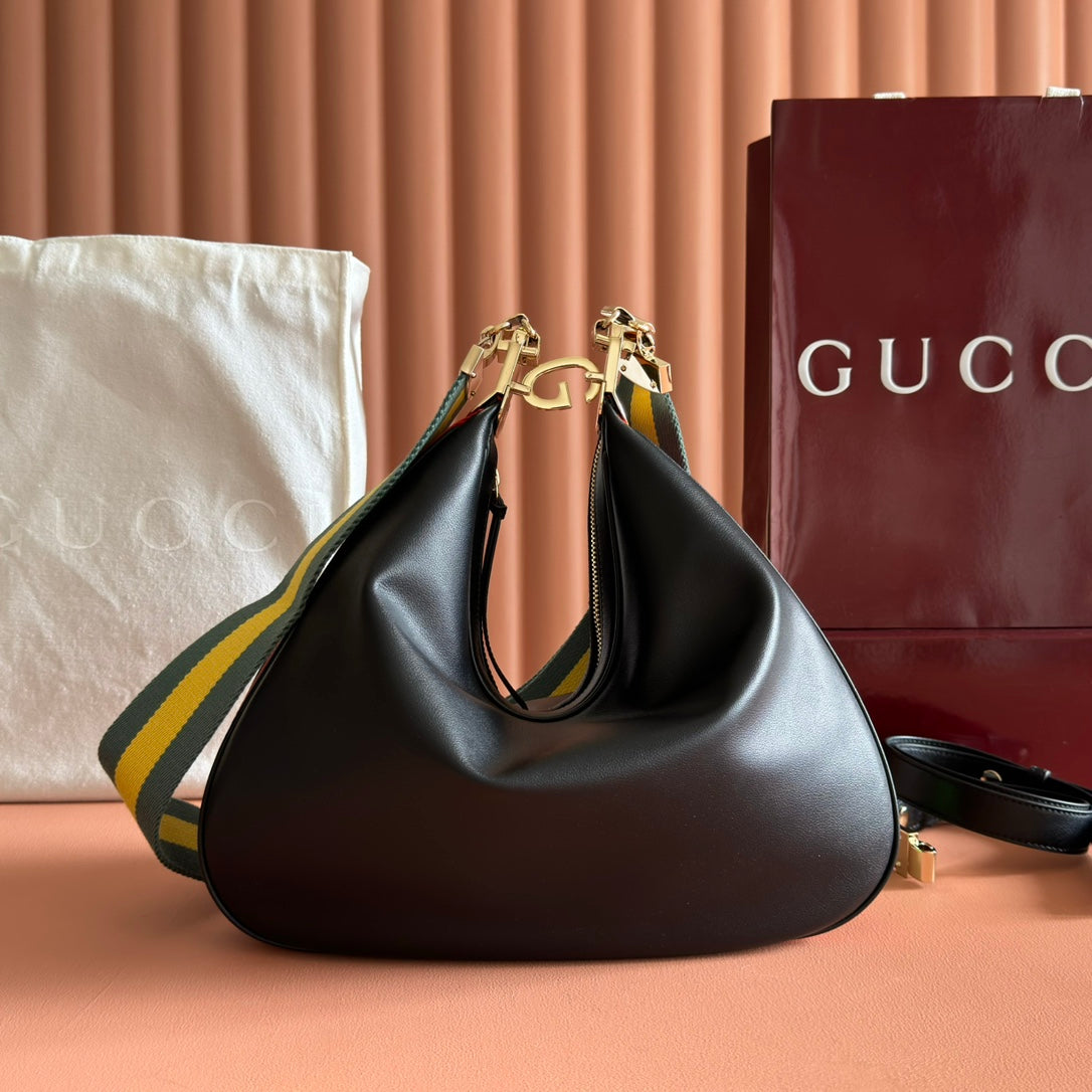 Gucci Attache Large Shoulder Bag 35cm Black Leather
