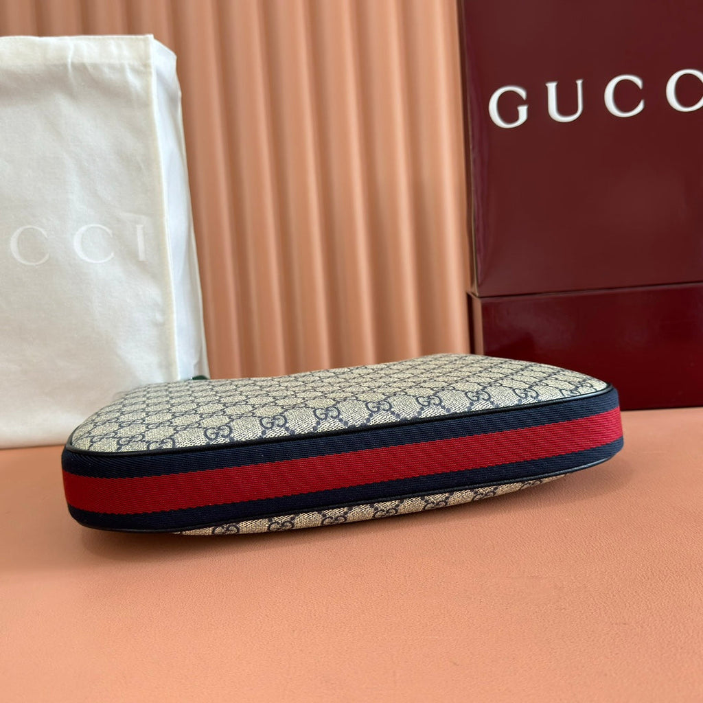 Gucci Attache Large Shoulder Bag 35cm Black Beige Canvas