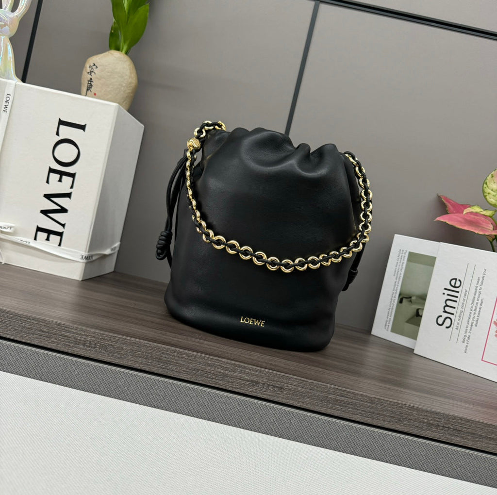 Loewe Flamenco Purse Bucket 32 Black Lambskin Ghw
