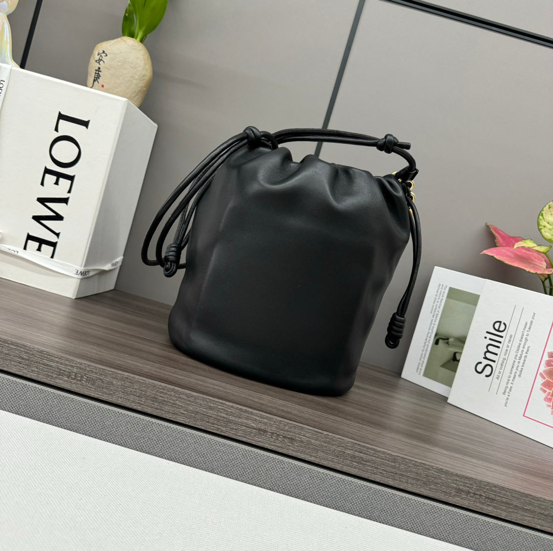 Loewe Flamenco Purse Bucket 32 Black Lambskin Ghw